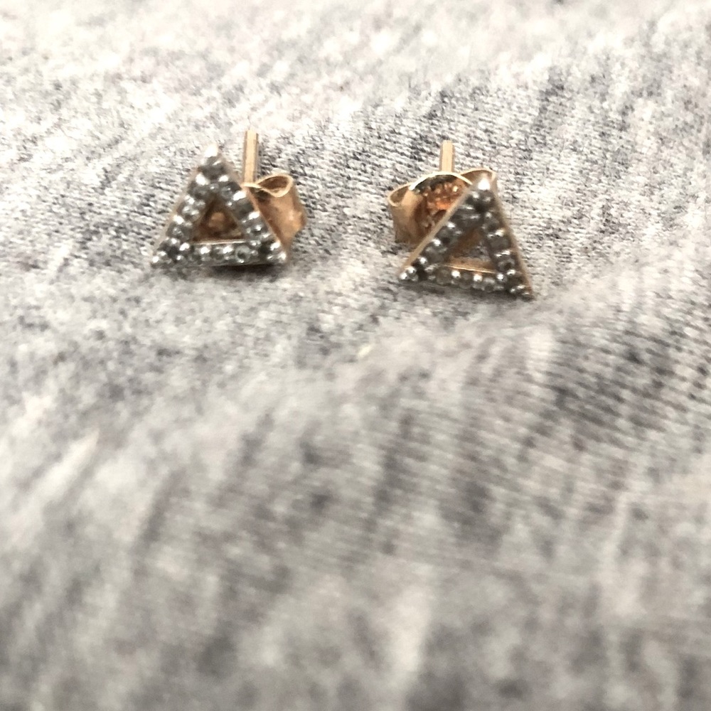 Elegant Gold and Silver Triangle Stud Earrings